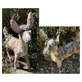2pc Painted Cement Deer Garden Statues 2pc Painted Cement Deer Garden Statues