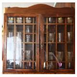 Vtg Wooden Display Case w/Glassware Vtg Wooden Display Case w/Glassware