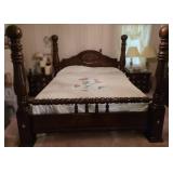 Vtg Wooden Four-Poster Bed Frame Vtg Wooden Four-Poster Bed Frame