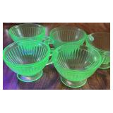 5 Vtg Uranium Glass Cups 5 Vtg Uranium Glass Cups