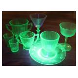 Vtg Uranium Glass Collection Vtg Uranium Glass Collection
