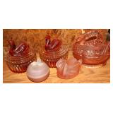 Vtg Pink Glass Swan & More Vtg Pink Glass Swan & More