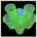 6 Vtg Uranium Glass Tumblers 6 Vtg Uranium Glass Tumblers