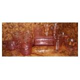 Vtg Pink Depression Glassware Set Vtg Pink Depression Glassware Set