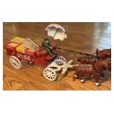 Vtg Cast Iron Coca-Cola Horse-Drawn Wagon Vtg Cast Iron Coca-Cola Horse-Drawn Wagon