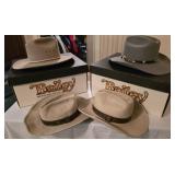 Four Bailey Cowboy Hats with Boxes Four Bailey Cowboy Hats with Boxes