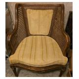 Vtg Cane-Back Armchair With Cushion Vtg Cane-Back Armchair With Cushion