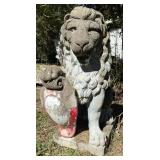 Vtg Concrete Lion w/Shield Statue #1 Vtg Concrete Lion w/Shield Statue #1