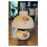 Vtg Floral Glass Electric Table Lamp Vtg Floral Glass Electric Table Lamp