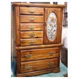 Wooden Cabinet w/Stained Glass Style Details Wooden Cabinet w/Stained Glass Style Details