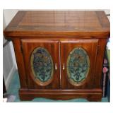 Wood Cabinet With Stained Glass Style Doors Wood Cabinet With Stained Glass Style Doors