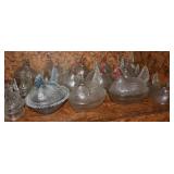 Vtg Glass Hen Dishes Vtg Glass Hen Dishes