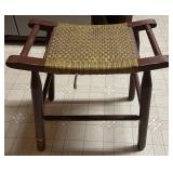 Vtg Wooden Stool With Woven Seat Vtg Wooden Stool With Woven Seat