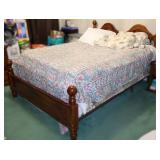 Vtg Wooden Bed Frame With Floral Detail Vtg Wooden Bed Frame With Floral Detail