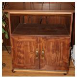 Vtg Wood Cabinet with Brass Accents Vtg Wood Cabinet with Brass Accents