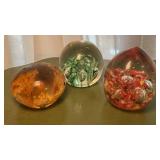3 Vtg Art Glass Paperweights 3 Vtg Art Glass Paperweights