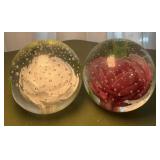 Two Floral Art Glass Paperweights Two Floral Art Glass Paperweights