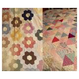 Vtg Flower and Triangle Quilts Vtg Flower and Triangle Quilts