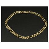 Vtg 14K Gold Figaro Chain Bracelet