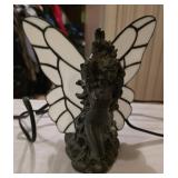 Vtg Fairy Lamp with Stained Glass Wings Vtg Fairy Lamp with Stained Glass Wings
