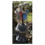 Concrete Children Garden Statue on Base Concrete Children Garden Statue on Base