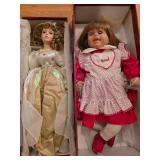 Vtg 2pc Porcelain Dolls in Boxes Vtg 2pc Porcelain Dolls in Boxes