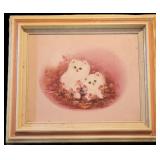 Vtg Signed White Cats O/C Painting Vtg Signed White Cats O/C Painting