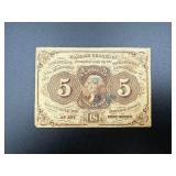 Five Cents Postage Currency 1st Issue