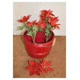 Red Basket and Fake Poinsettias