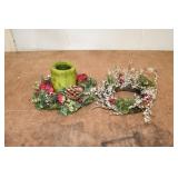 Pair of Christmas Candle Wreath Centerprieces