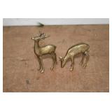 Pair of Vtg Brass Reindeer Figures