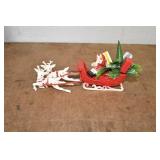 Vtg Plastic Santa and Reindeer Decor
