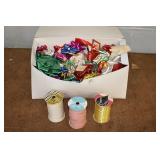 Box of Vtg Christmas Bows & Ribbon
