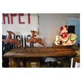 Vtg 1970s Empire Santa & Reindeer Blow Mold