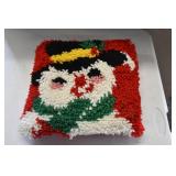 Vtg Latch Hook Snowman Thrown Pillow