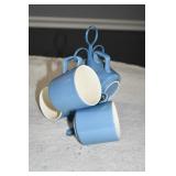 Vtg Coffee Mugs with Metal Coffee Mug Tree