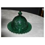 Indiana Glass Tiara Spruce Green Cheese Dish