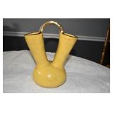 Vtg Glazed Pottery Large Wedding Vase