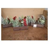 Set of 4 Wood Evergreen Holiday Decor