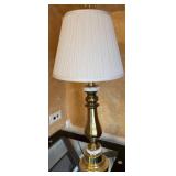 Vtg Brass Table Lamp With White Marble