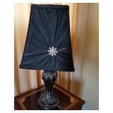 Vtg Black Lamp with Embellished Shade