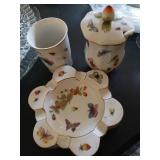 Vtg Porcelain Set with Butterfly Motif