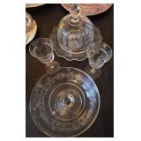 Vtg Etched Glassware with Floral Design