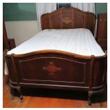 Vtg Walnut French Curved Bed Frame