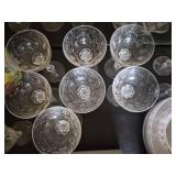 8 Vtg Etched Crystal Stemware