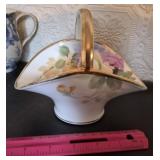 Vtg Nippon Handled Porcelain Basket