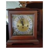 Vtg Wooden Mantel Clock With Key