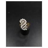 Gold-tone 925 White Stone Cluster Ring