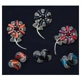 Vintage Flower Brooch Pins & Earrings