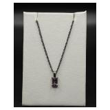 925 Purple Stone Pedant on 925 Chain